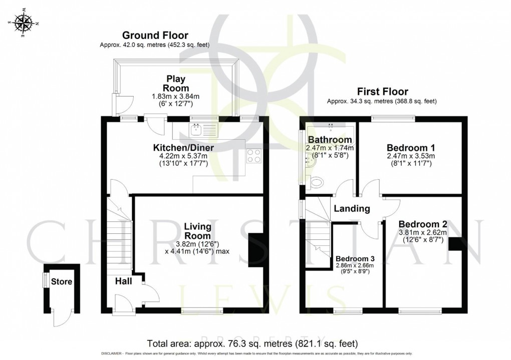 Floorplan for Sandys Avenue, Wickhamford, Evesham