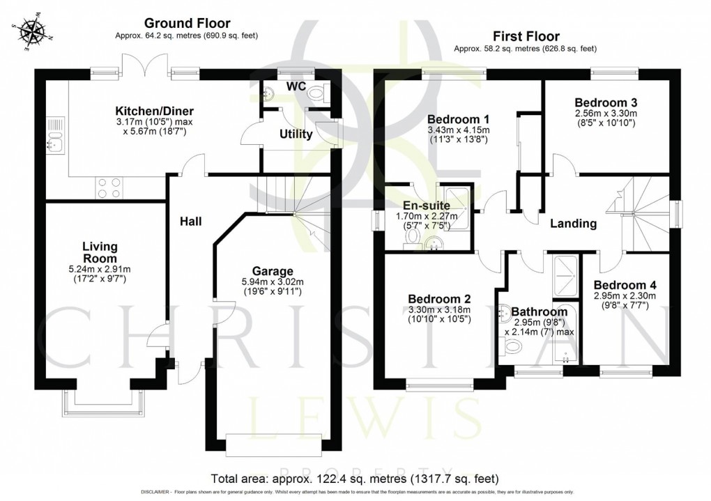 Floorplan for Cartwright Way, Evesham