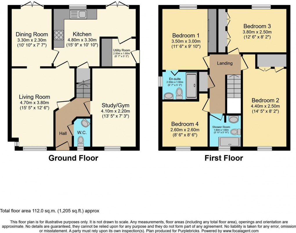 Floorplan for Poplar Avenue, Wyre Piddle, Pershore