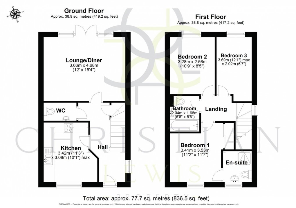 Floorplan for Egremont Close, Evesham