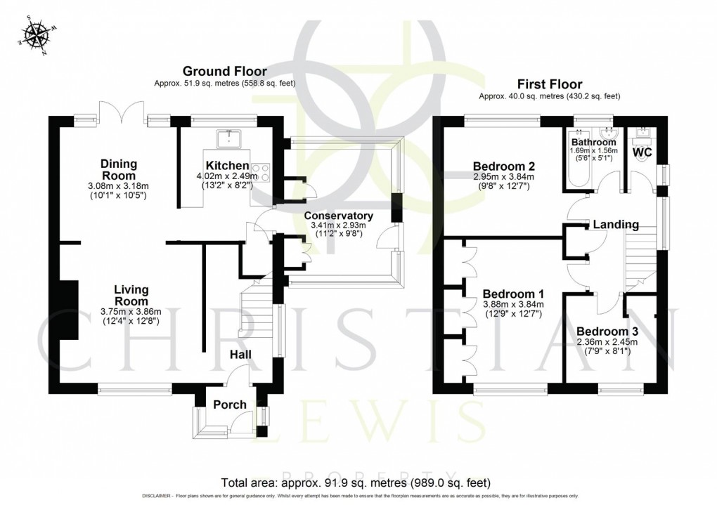 Floorplan for Fielden Close, Evesham