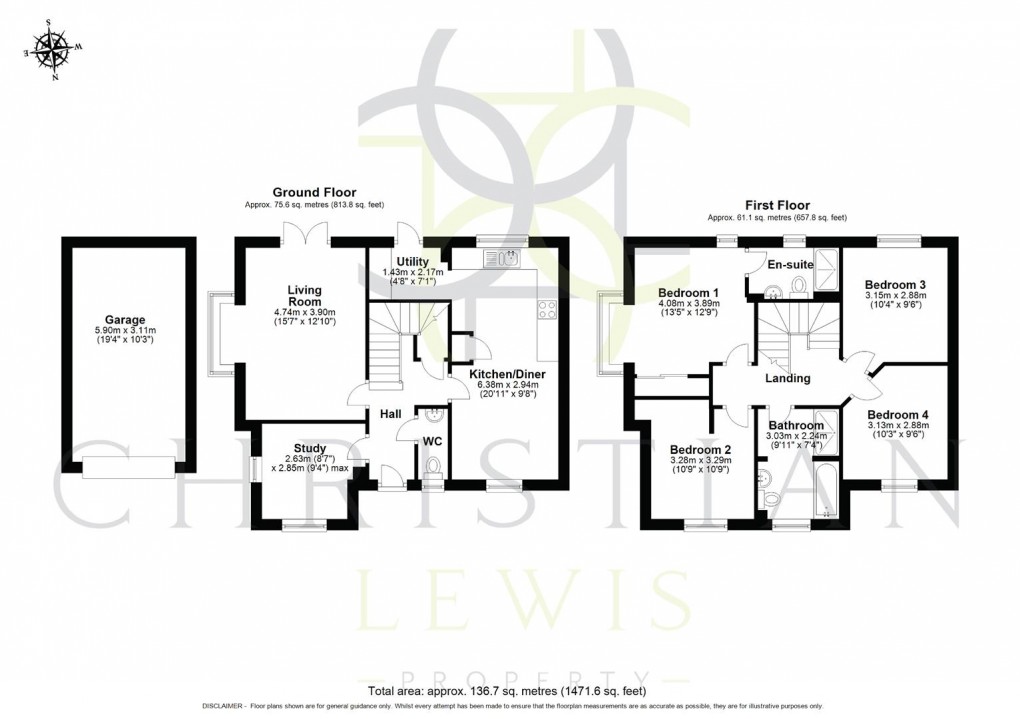 Floorplan for Enstone Way, Evesham, Worcestershire, WR11 2RZ