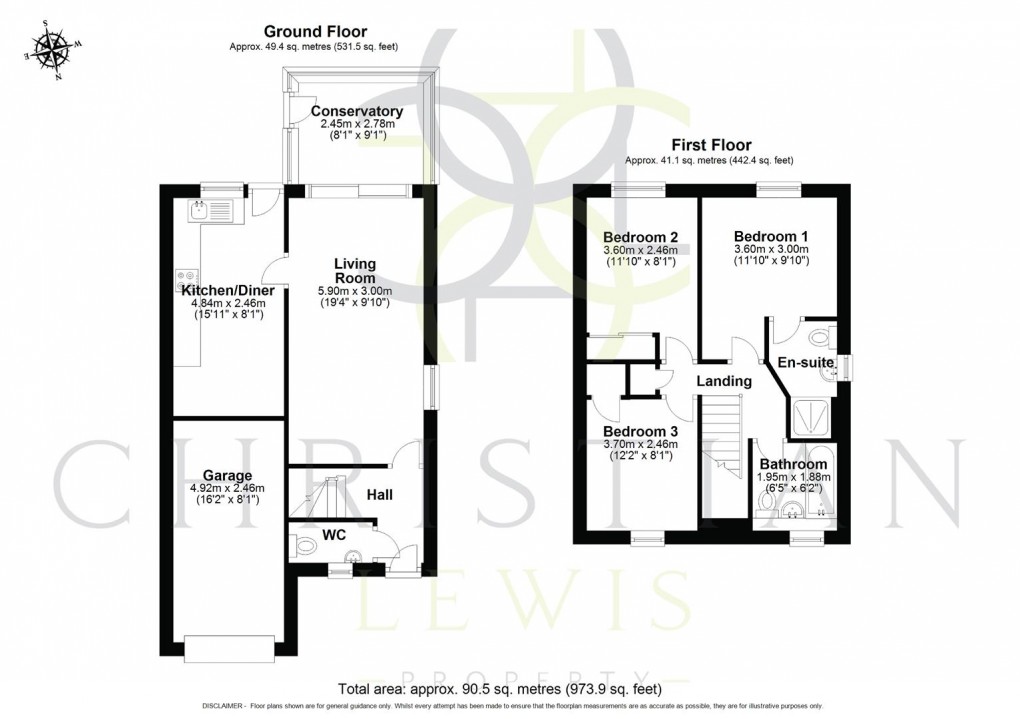 Floorplan for St. Patricks Close, Evesham