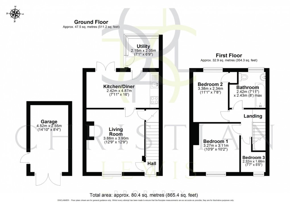 Floorplan for Peewit Road, Evesham