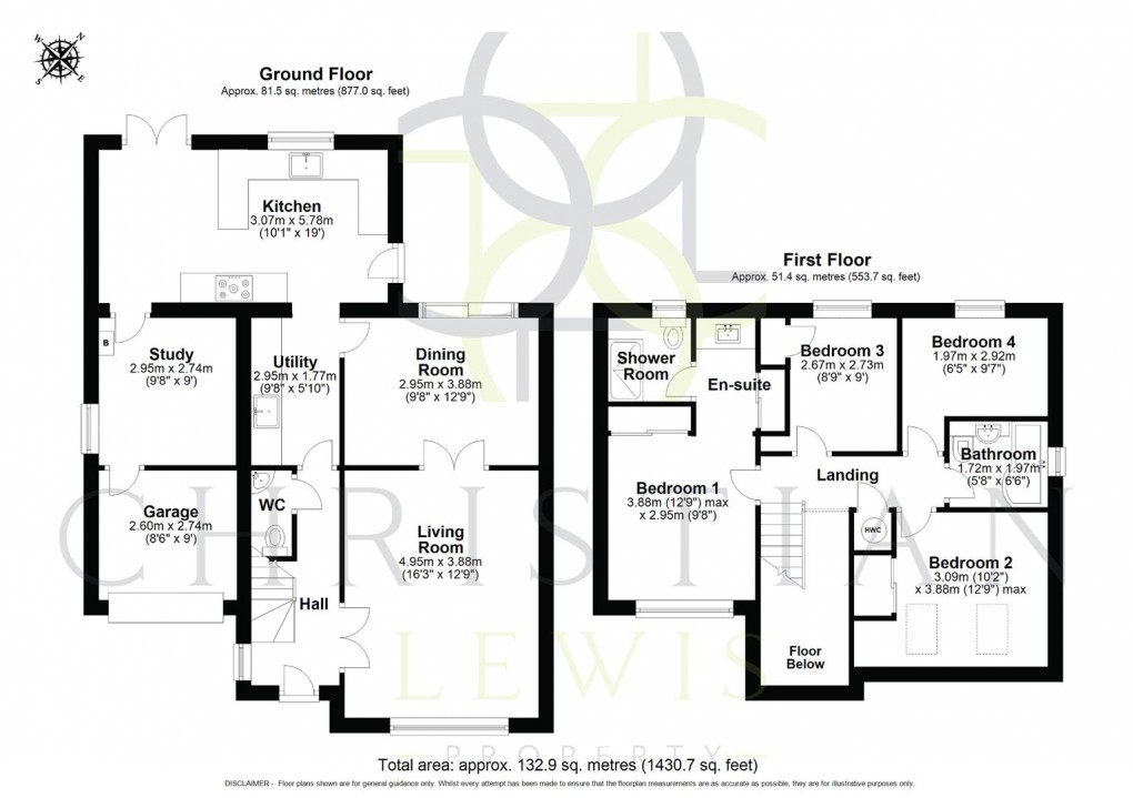 Floorplan for St. Marks Close, Evesham